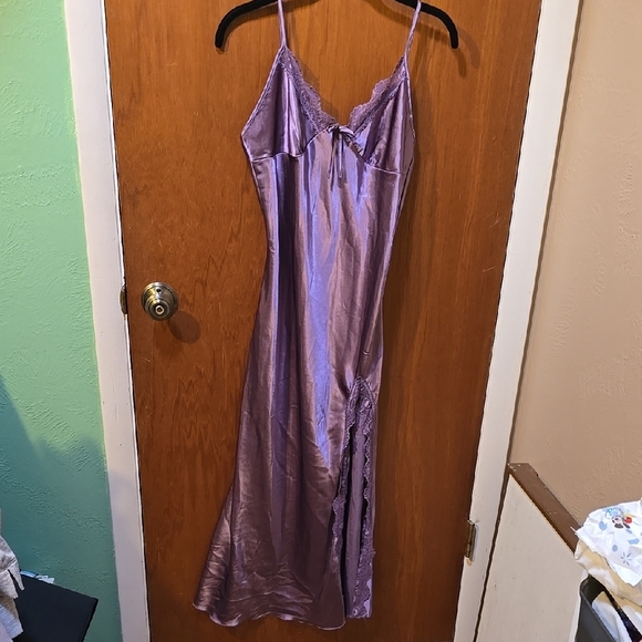 Purple Satin Chemise with Spaghetti Straps - Picture 1 of 3